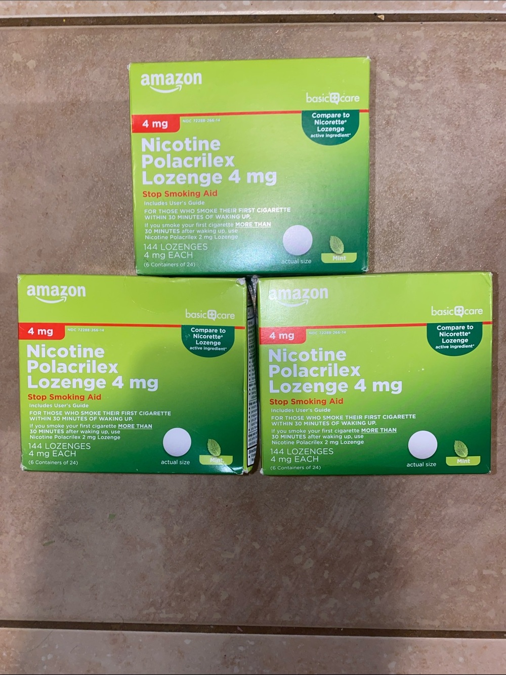 3 Boxes Nicotine 4mg 432 Lozenges w/18 Tubes of 24pcs Am@zon Mint Flavor 04/2027